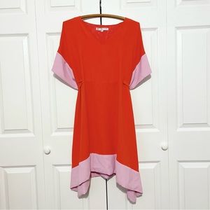 Trina Turk Color Block Kaftan Dress Size XS/S Orange Pink Beachy Resort Bright